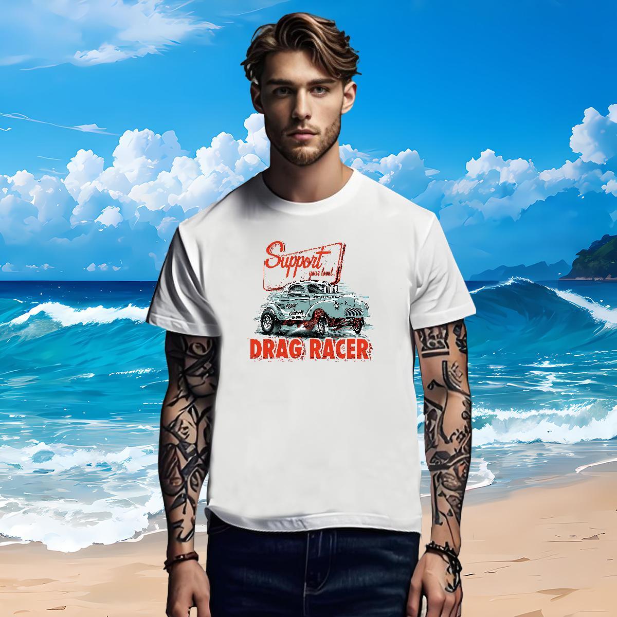 Soft Men T Shirts 230g Pure Cotton car Sport Graphic Breathable Short Sleeve Men Tops Tees Stylist Tees Shirts