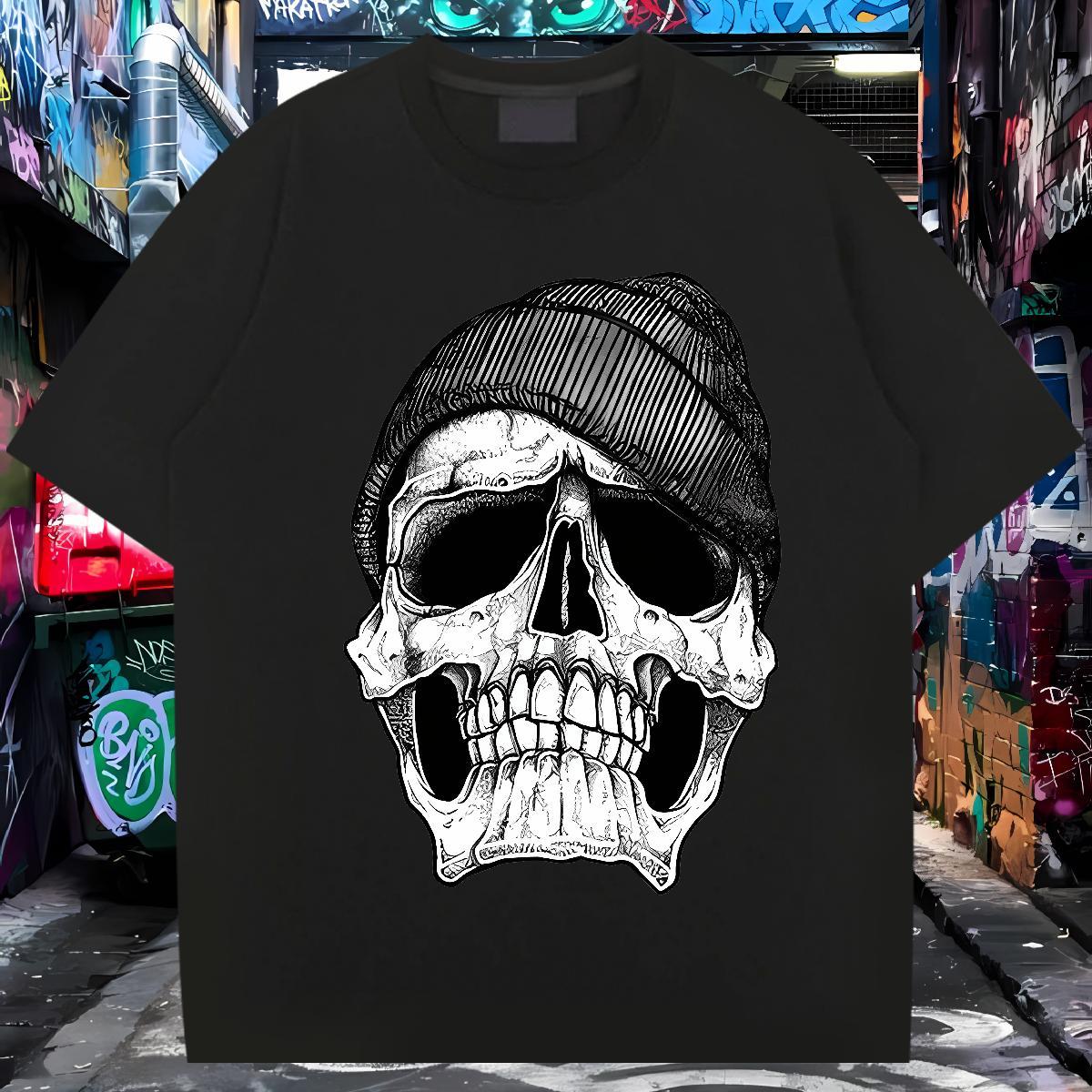 TOP Quality Man T Shirts 230g Cotton skull Beach Oversized Breathable Crew Neck Tshirts Factory Direct Tees Shirts