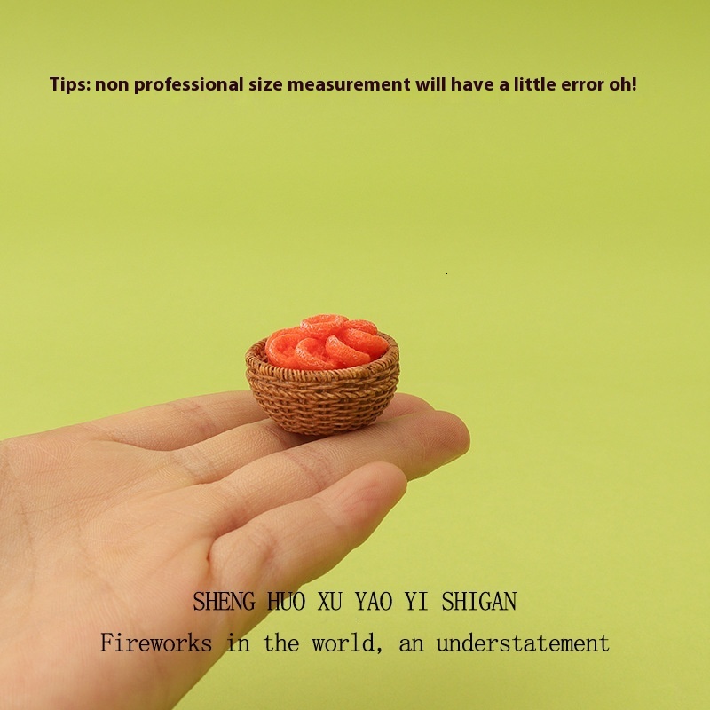 Adorable Microlandscape Diorama - Charming Persimmon-Filled Miniature Basket Ideal for Dollhouse Decorators