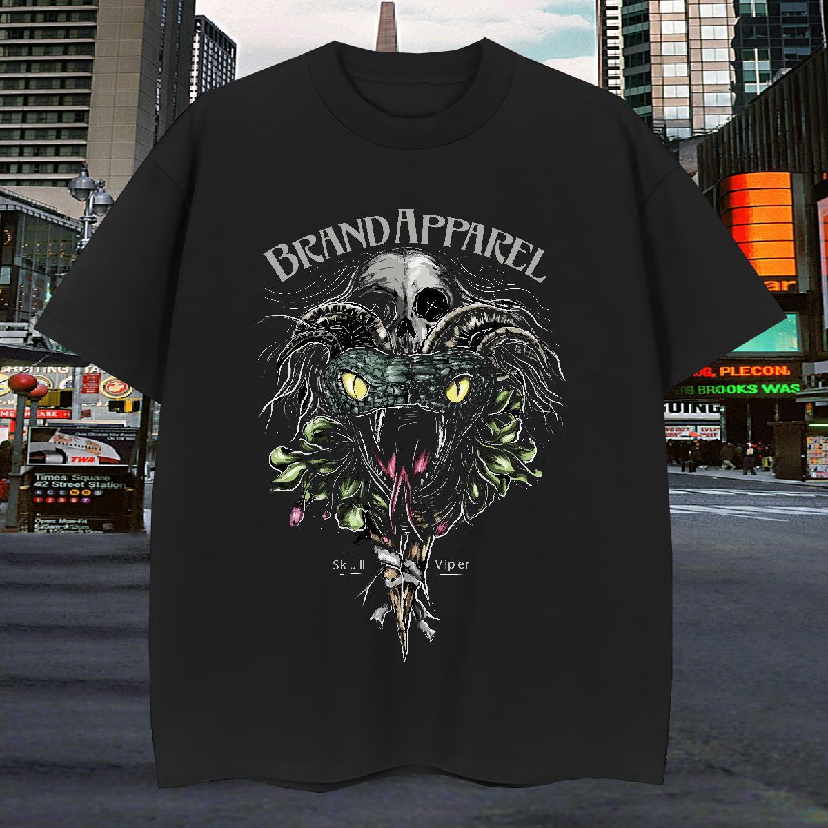 Comfortable T Shirt For Man 230g Cotton skull Hip Hop Street Plus Size Custom Breathable Crew Neck Men Tops Tees 2024 New Top Tees