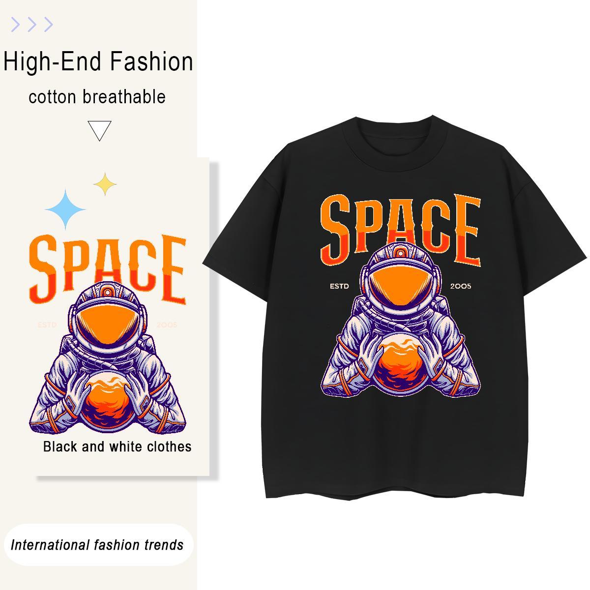 Female Womens Tshirts 100% Cotton 230g cosmonaut Outdoor Womens T Shirts Short sleeve Soft Custom Printed Tee Shirt