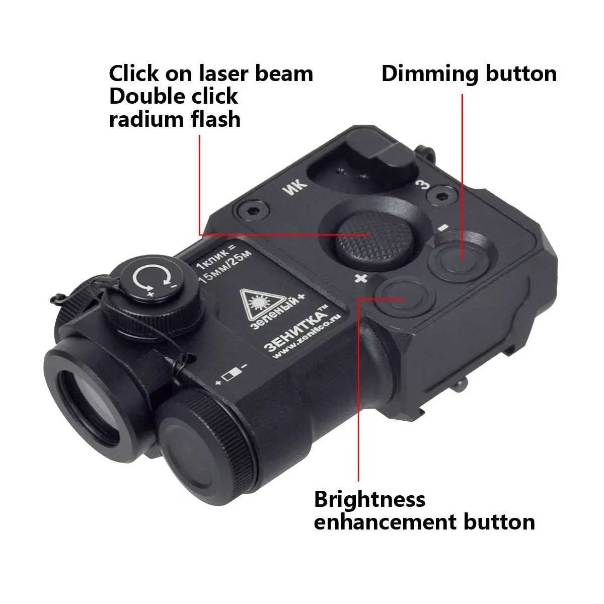 Metal Zenitco Perst 4 green dot visual infrared aiming laser pointer for Airsoft rifle AR15 M16 AK47 AK74 hunting PEQ 15 laser CL240826