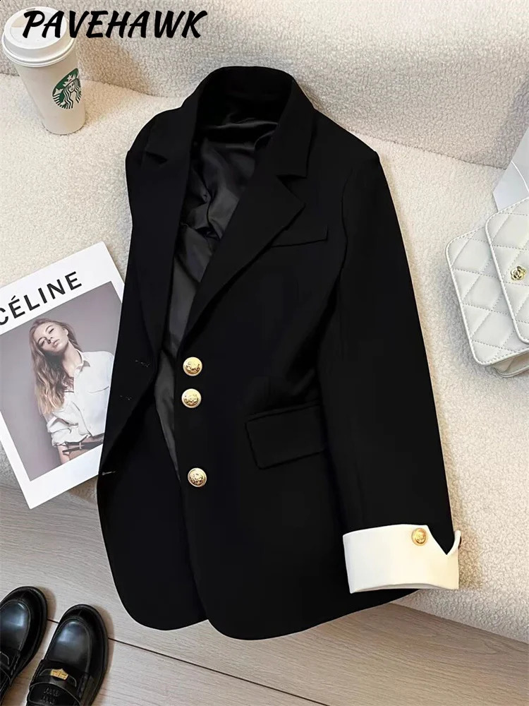 Women Long Sleeve Office Lady Blazers Autumn Winter Solid Casual Single Breasted Chic Notched Blazer Ladies Jackets Clothes 240826