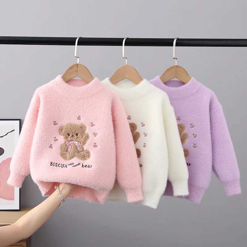 2022 Autumn and Winter Childrens Sweater Tuhua Girls Round Neck Knitwear Plush School 3-11 Year Old Teen Girls RankingW240824