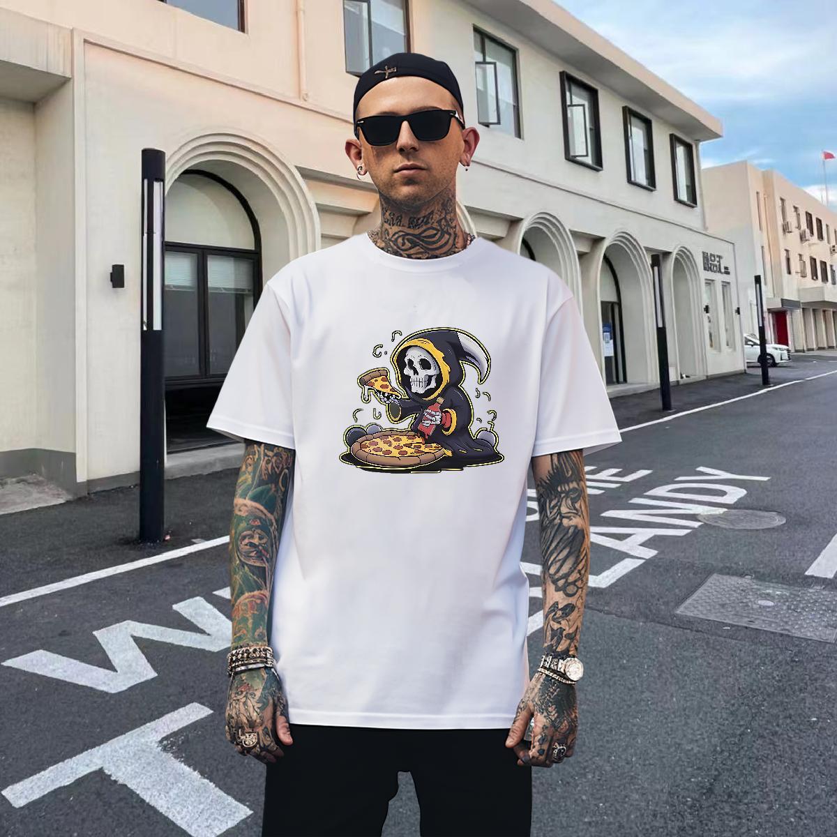 Loose Fit Man T Shirts 100% Cotton 230g skull Outdoor Skull Short Sleeve Soft Men Tees DIY Polos