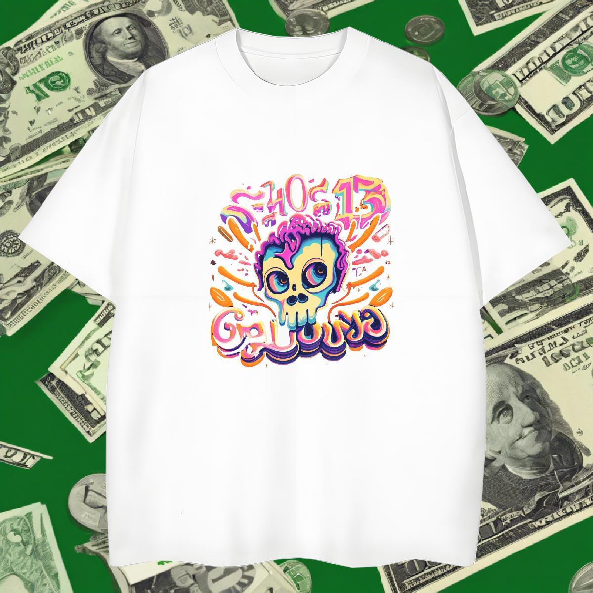 Cool T Shirt For Man 100% Cotton 230g skull High Street Hip Hop DIY Breathable Short Sleeve Men Clothes T-Shirt Customized Tee Shirt
