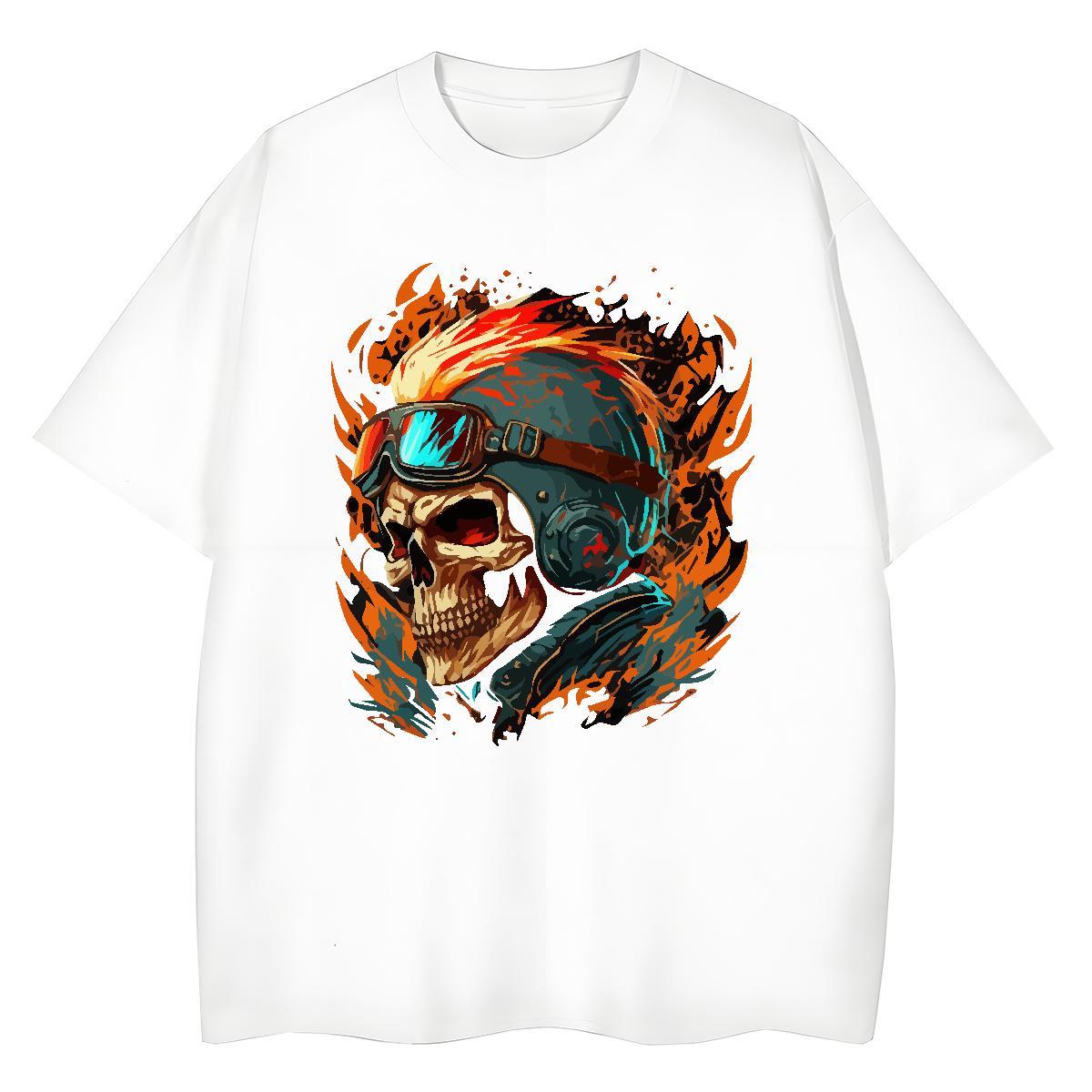 Popular T-Shirts 230g Cotton skull Beach Oversized 4XL Pure Cotton Men Tees New Arrival Tops Shirt