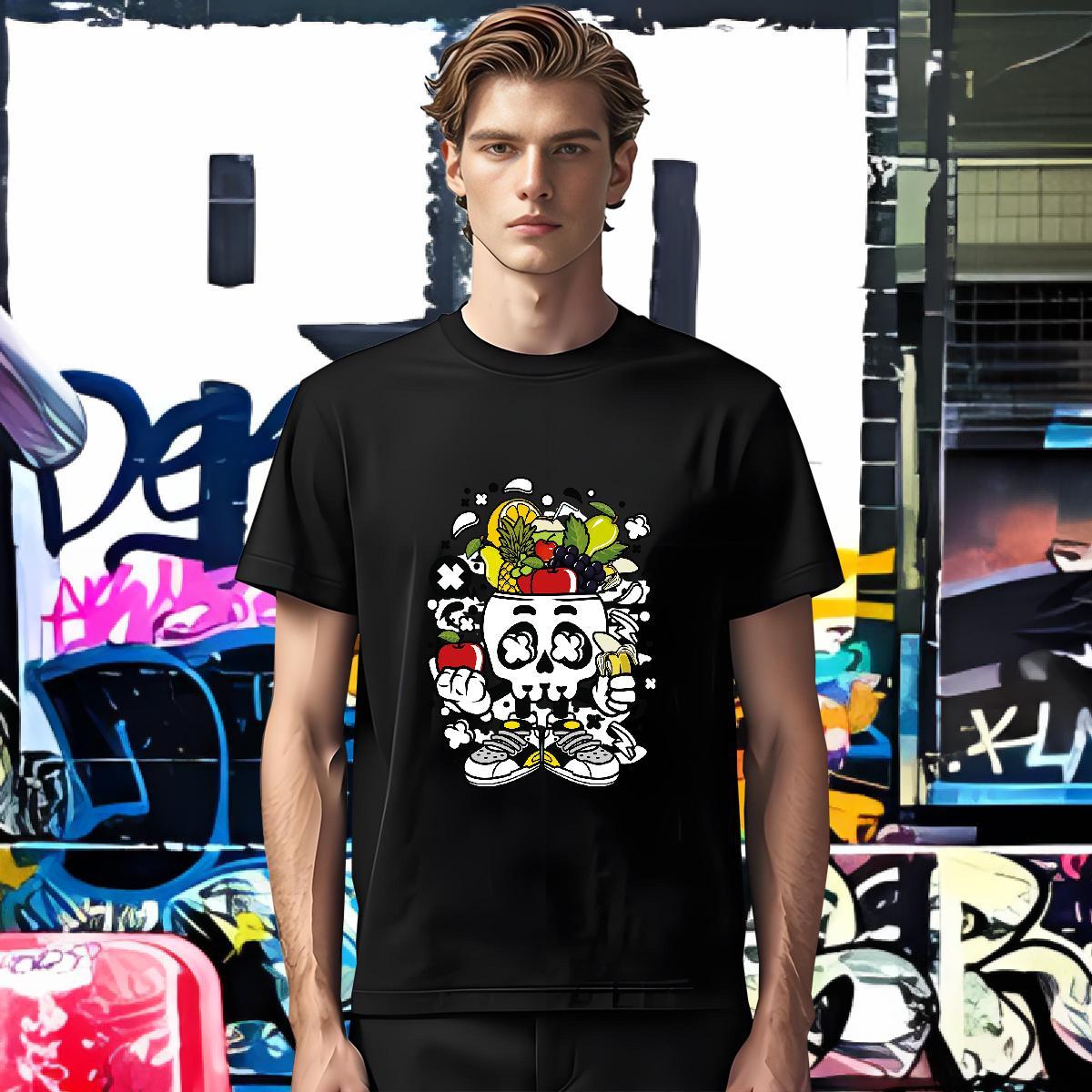 Popular T-Shirts 230g 100% Cotton skull Outdoor Cartoon Print Short Sleeve Soft Men Tops Tees Fashion Designer Top Tees