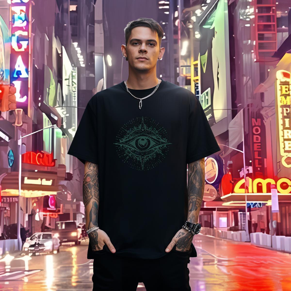 Soft T Shirt For Man 230g 100% Cotton eye of the devil Casual Daily Wear Oversized Breathable Men Tops Tees Classic Top Tees