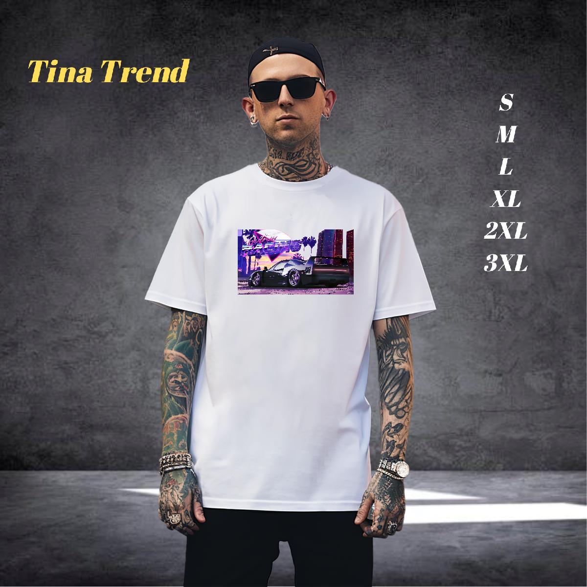 Comfortable Mens T Shirts 230g Pure Cotton car Anime Printing Street Asian Size Breathable Soft Men Tshirts Casual New Tee Shirt