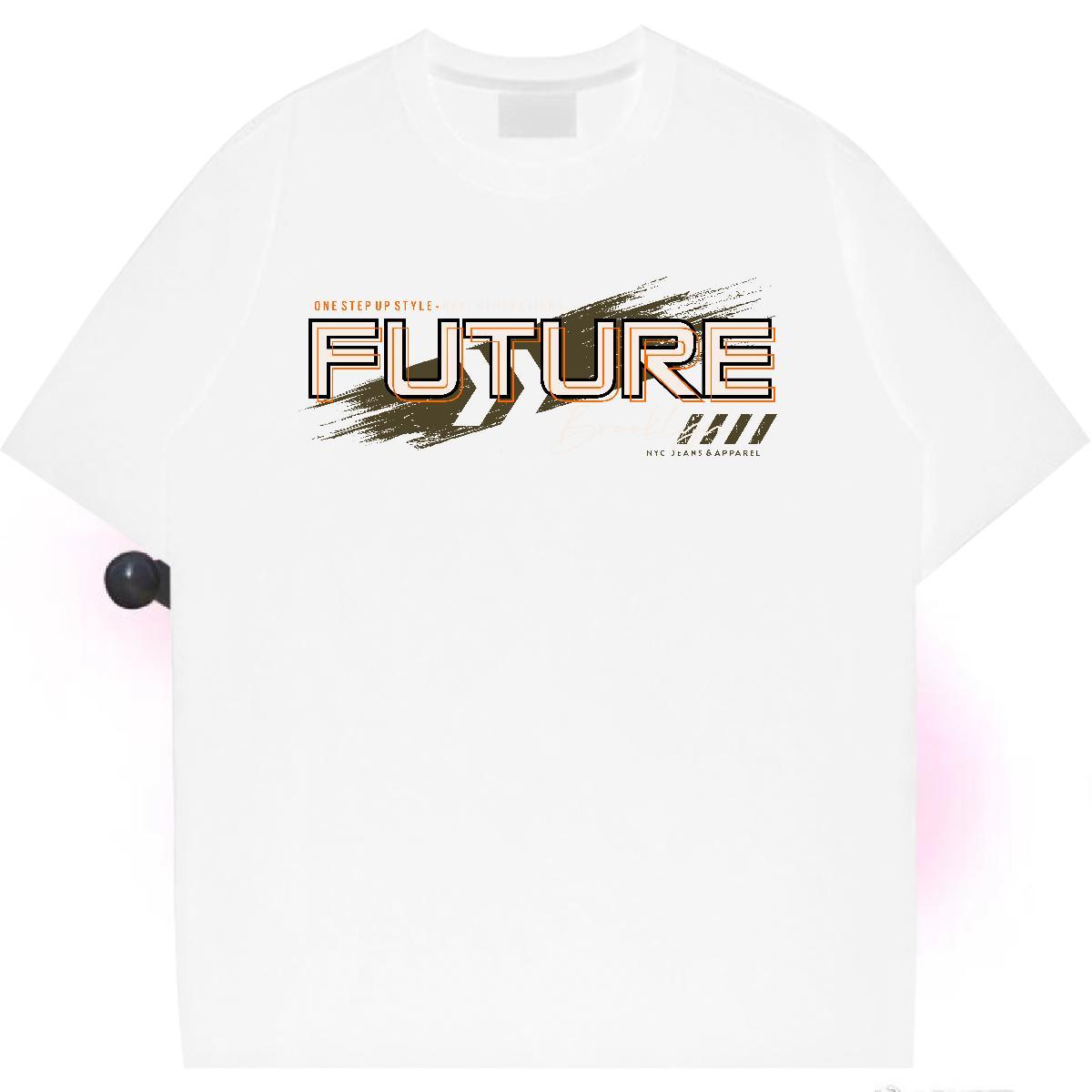 Soft Couples T Shirts 230g Pure Cotton future Daily Outfit T-Shirts for Women Short Sleeve O-Neck Anime Print Top Tees
