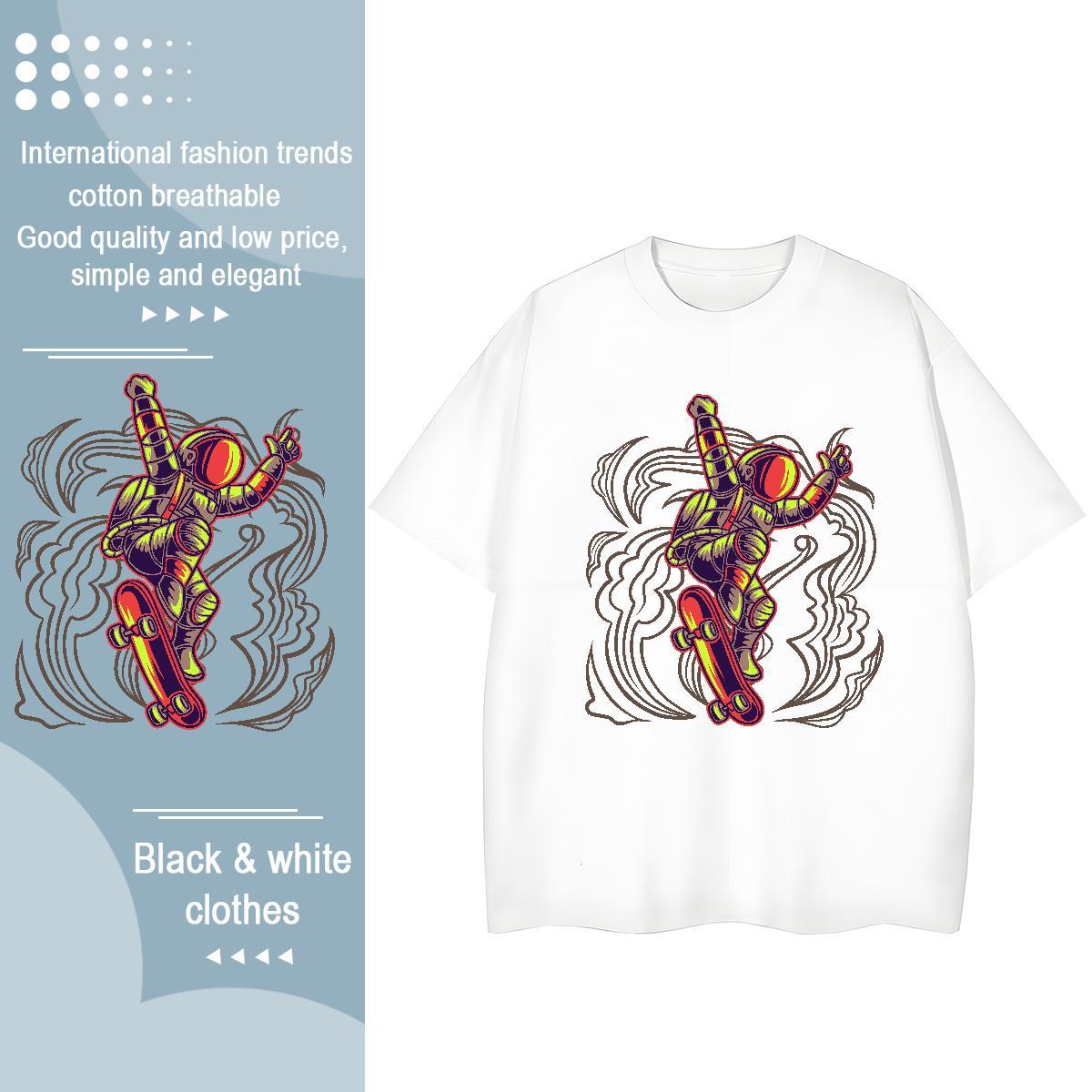 Wholesale Couples T Shirts 100% Cotton 230g universe Sports Street Wear Women T Shirts Short sleeve Soft Plus Size Cartoon Top Shirts
