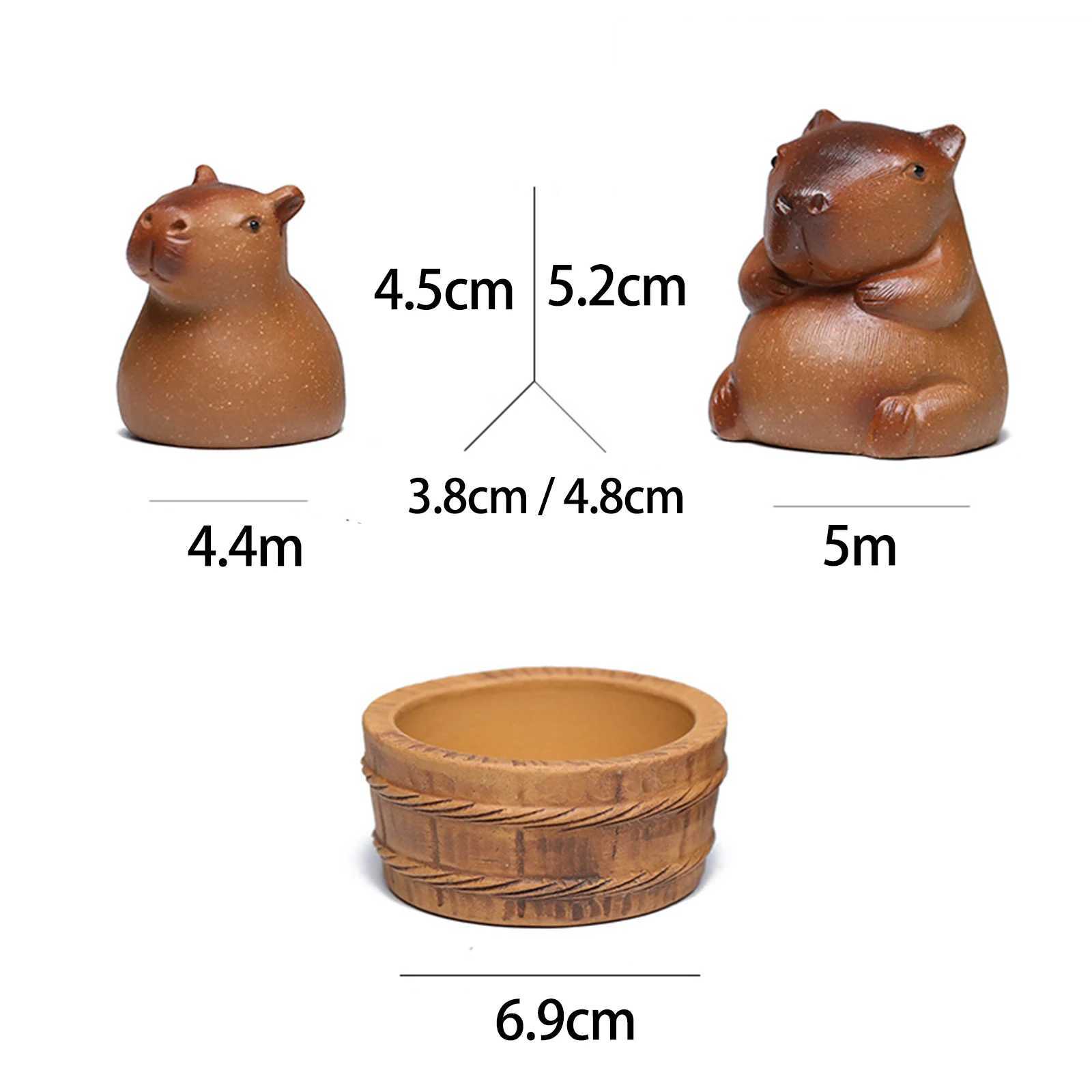 Capybara Tea Pet Statue Lovely Tea Pet Ornaments Pottery Clay Mini Capybara Sculpture for Home Bedroom Shelf Office Tea LoversXJ240824