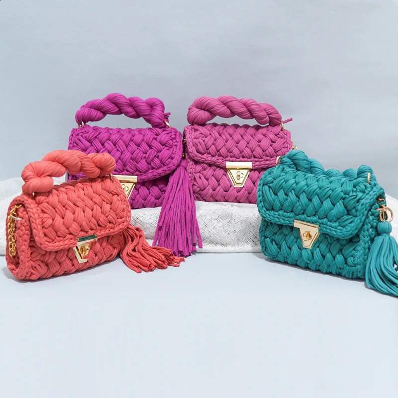 SCOFY Small Fashion Handmade Knitted Tassel Crossbody for Women Mini Chain Shoulder Bags Gorgeous Purses and Handbags 240826 a94b