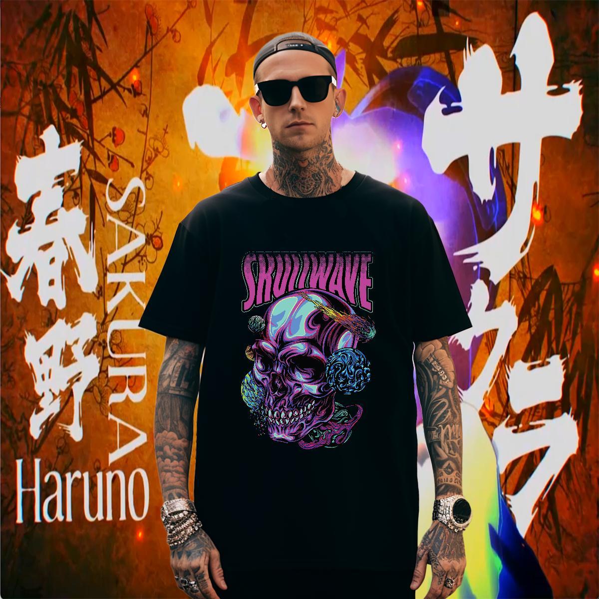 Popular Man T Shirts 230g Cotton skull Anime Printing Street DIY Anime O Neck Short Sleeves Men Tshirts Free Shipping Tops Shirt