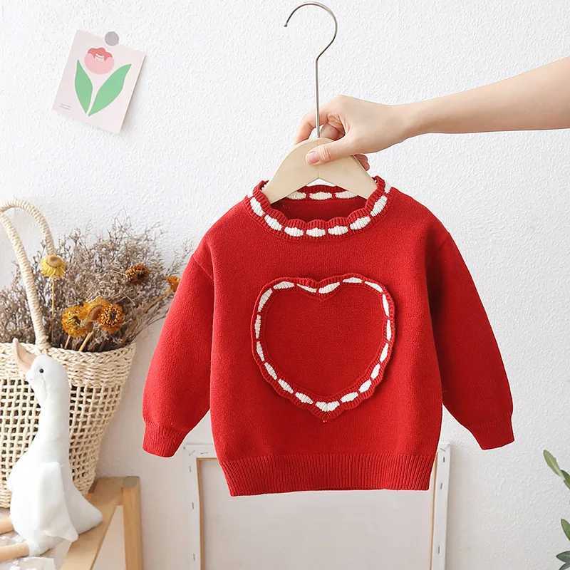 2024 Autumn Winter Preschool Girls Sweater Loose Love Patch Work Long Sleeve Baby Girls Zipper Sweet Knitted Baby Girls TopW240824