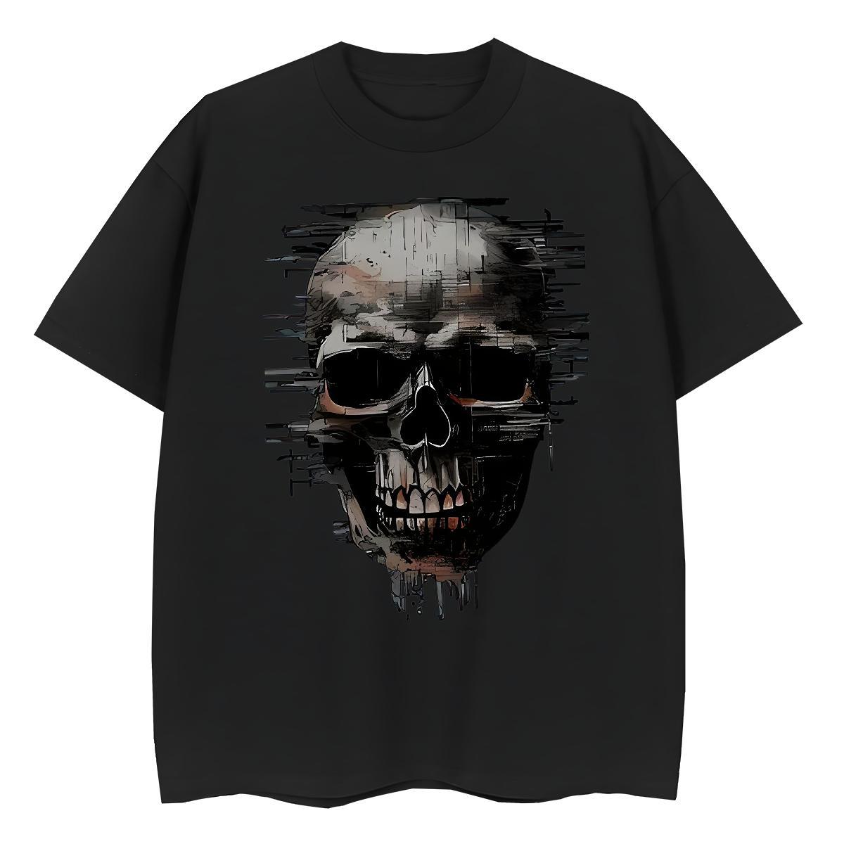 Comfortable Mens T Shirts 230g 100% Cotton skull Street wear Hip Hop Anime Print Breathable Short Sleeve Tshirts Free Shipping Tees Shirts
