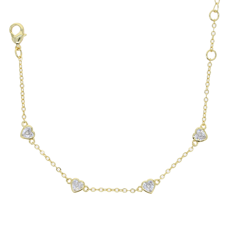 High Quality Red Green Blue White Cubic Zirconia Paved Heart Charm Bg CZ Tennis Chain Colorful Jewelry for Women