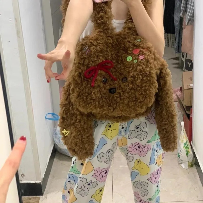 JIAERDI Sweet Cool Y2k Backpack Women Spring Summer Bow Chic Mini Backpaks Female Harajuku Aesthetic Soft Plush Mochila 240824
