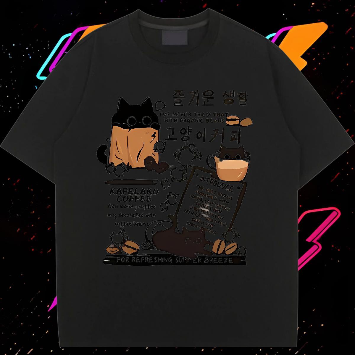 Unisex Tshirt for Man Woman 230g Pure Cotton cat Daily Outfit T Shirt For Woman Breathable Crew Neck Skull Clothings