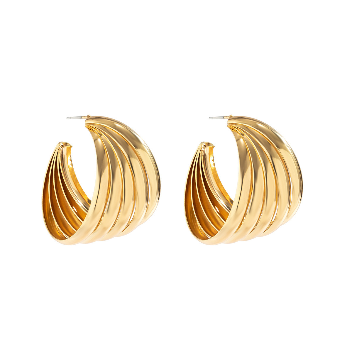 Jewelry metal shell ocean style niche versatile cold and indifferent stripe earrings for women