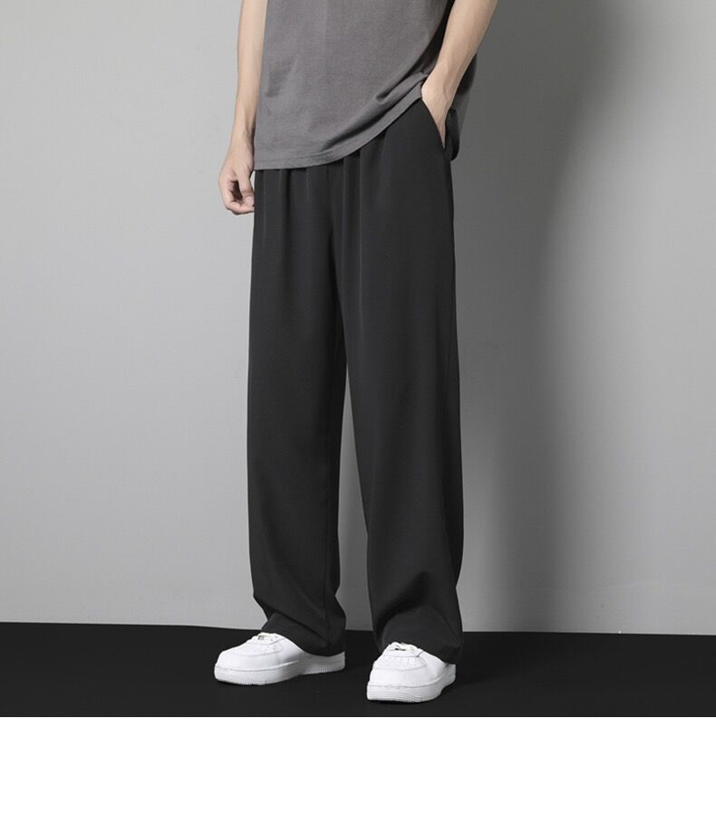 Men's Pants Sweat Straight Summer Thin Ice Silk Quick-Drng Loose Casual Trousers Ultra-Thin Wide-Leg Sweatpants