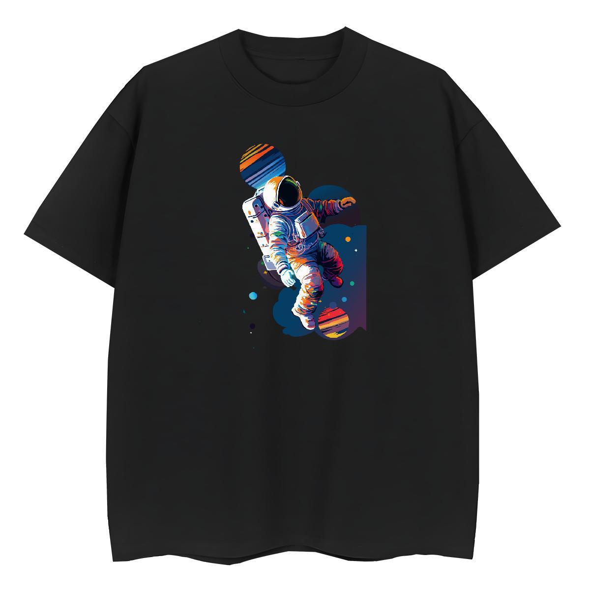 Popular Lady T shirt 230g Pure Cotton cosmonaut Sport Women T Shirts Crew Neck Breathable Custom Cartoon Polos