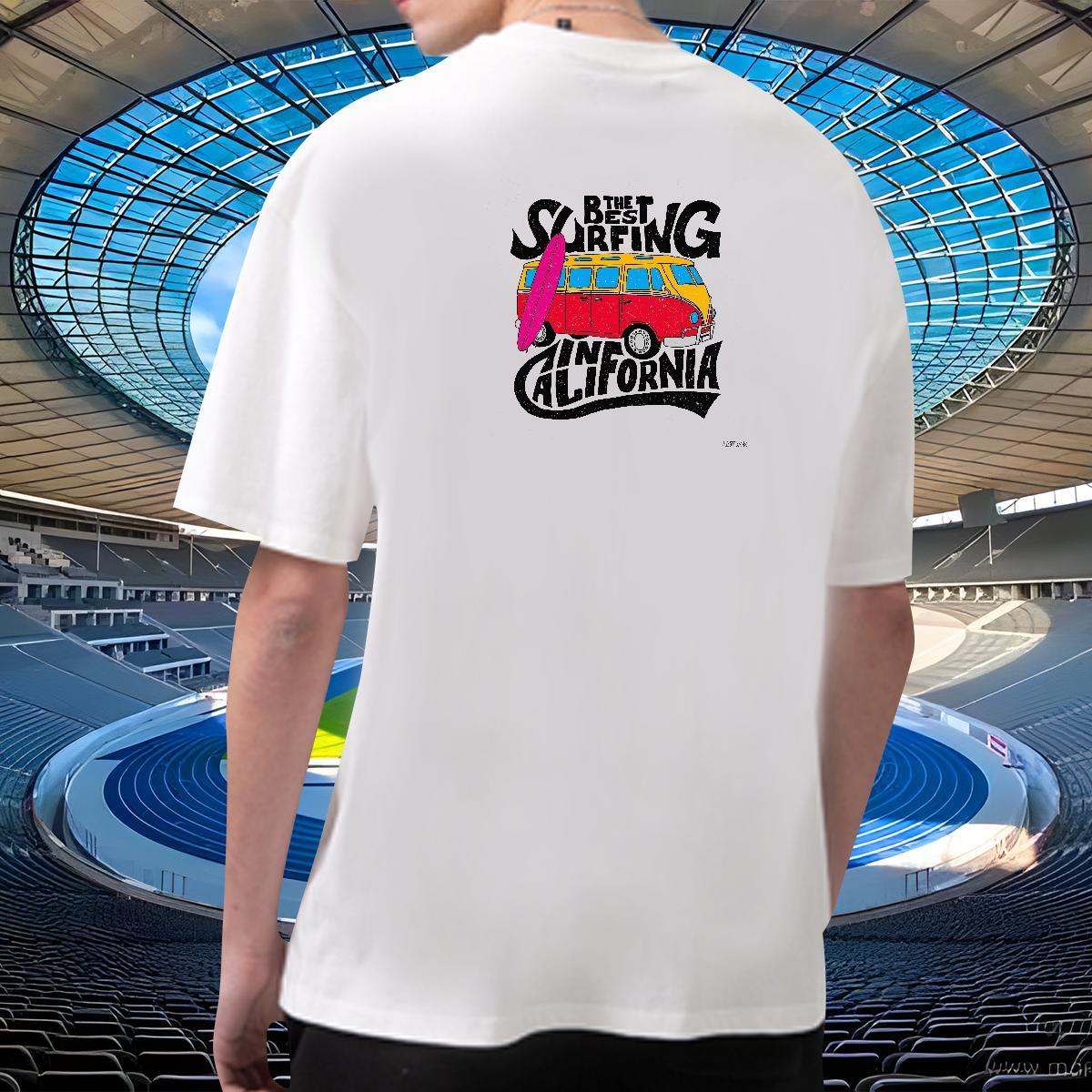High Quality T-Shirts for Men 230g 100% Cotton car Casual Cartoon Printing L-4XL Breathable Men Tops Tees 2024 DIY Clothes
