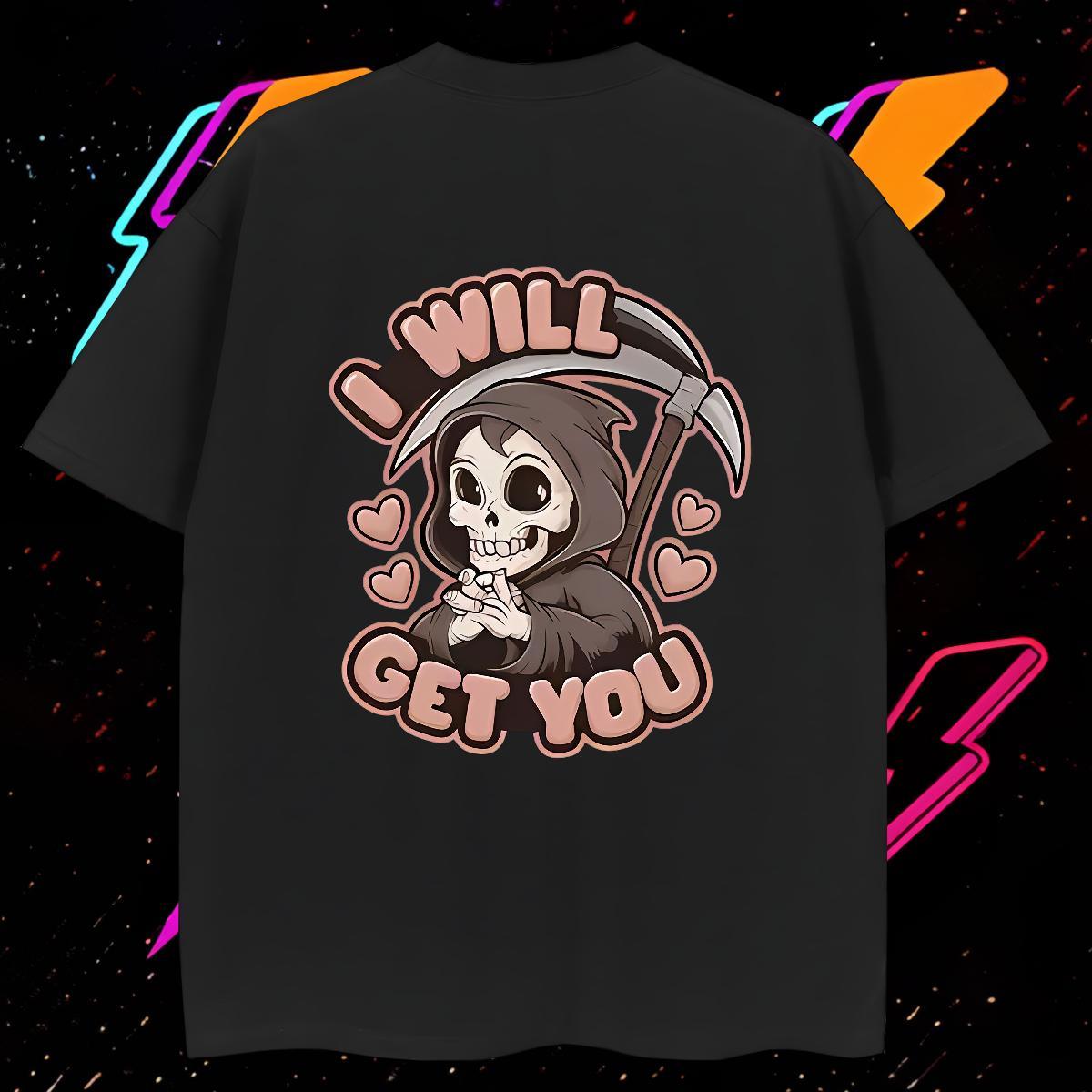Brand T Shirts Men 230g Cotton skull High Street Hip Hop Plus Size Cartoon Round Neck Short Sleeve Couples T Shirts DIY Tee Shirt