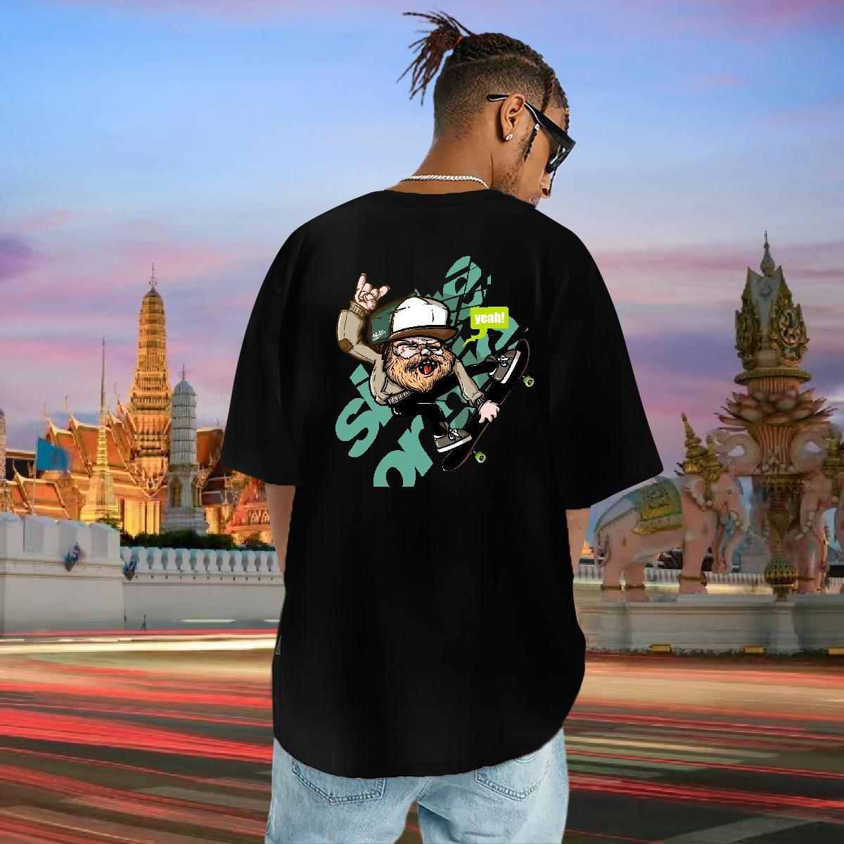 Designer T-Shirts for Men 230g 100% Cotton skateboarding Daily Wear Cartoon Print O Neck Short Sleeves Men Tees Wholesale Tops Tees