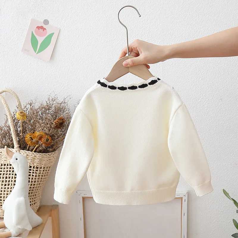 2024 Autumn Winter Preschool Girls Sweater Loose Love Patch Work Long Sleeve Baby Girls Zipper Sweet Knitted Baby Girls TopW240824