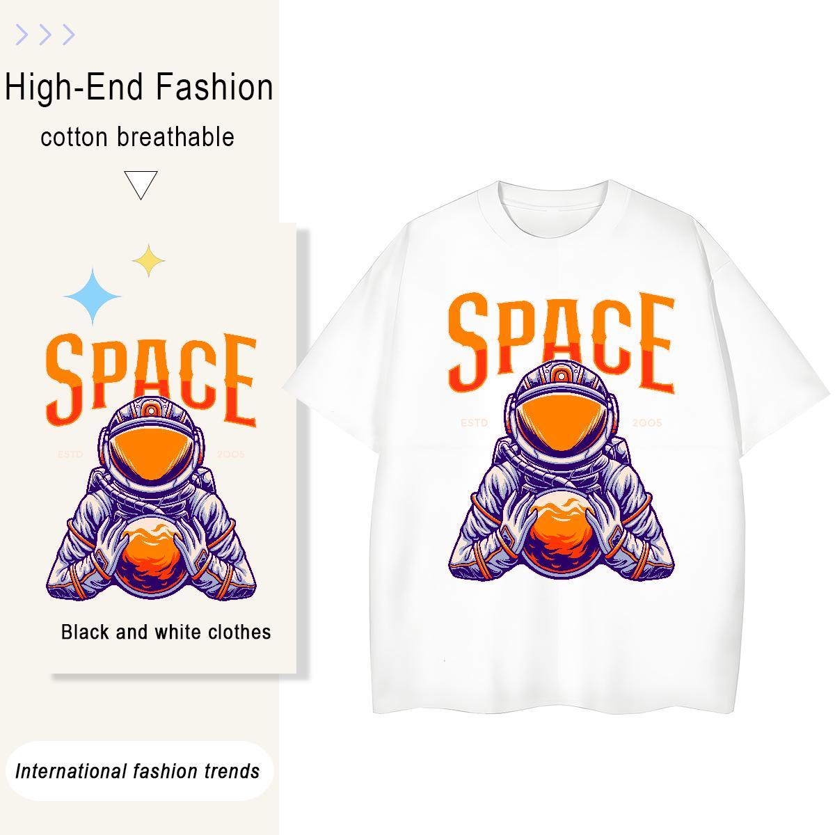 Female Womens Tshirts 100% Cotton 230g cosmonaut Outdoor Womens T Shirts Short sleeve Soft Custom Printed Tee Shirt