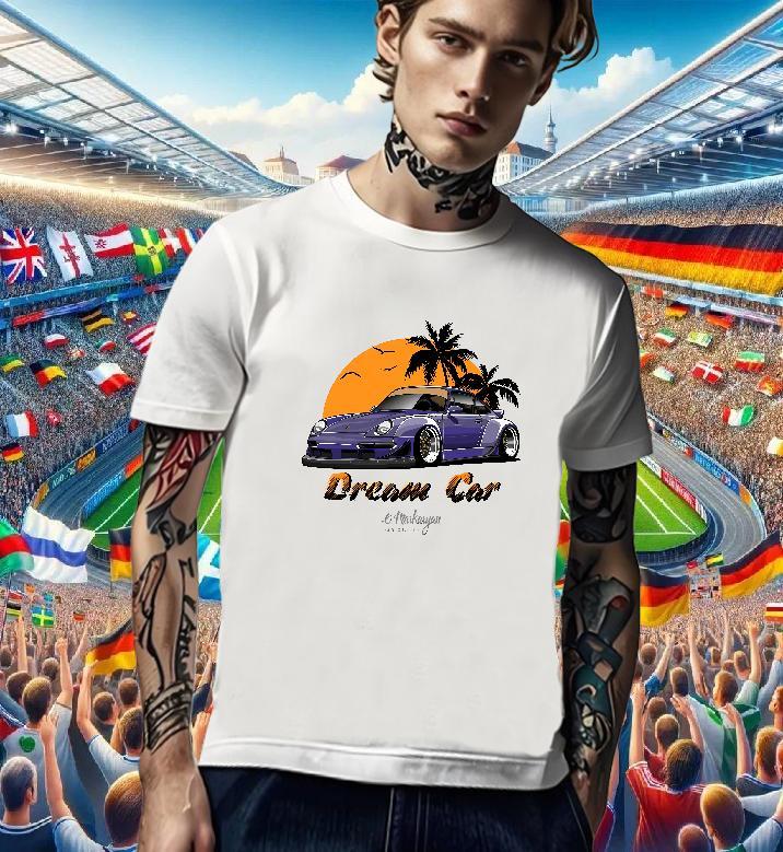 Cool T-Shirts for Men 230g Pure Cotton car Street Casual Custom Big Size Breathable Short Sleeve Men Tees Stylist Tshirts