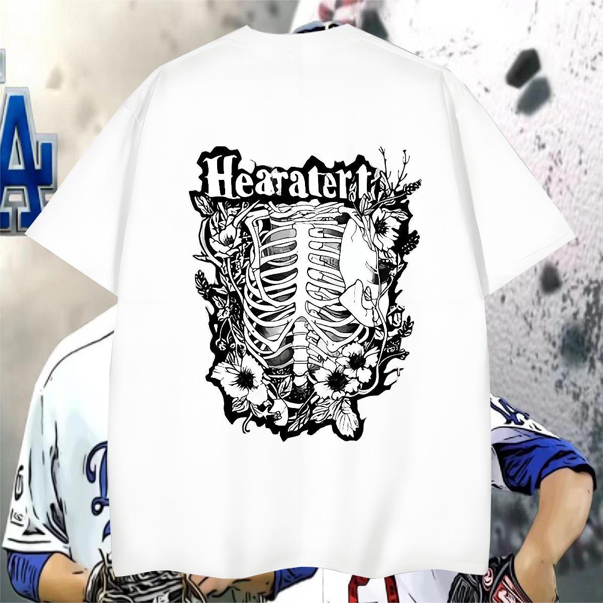 Popular Man T Shirts 100% Cotton 230g skull Anime Printing Street Customized Breathable Tshirt for Man Woman New Arrival Tops Shirt