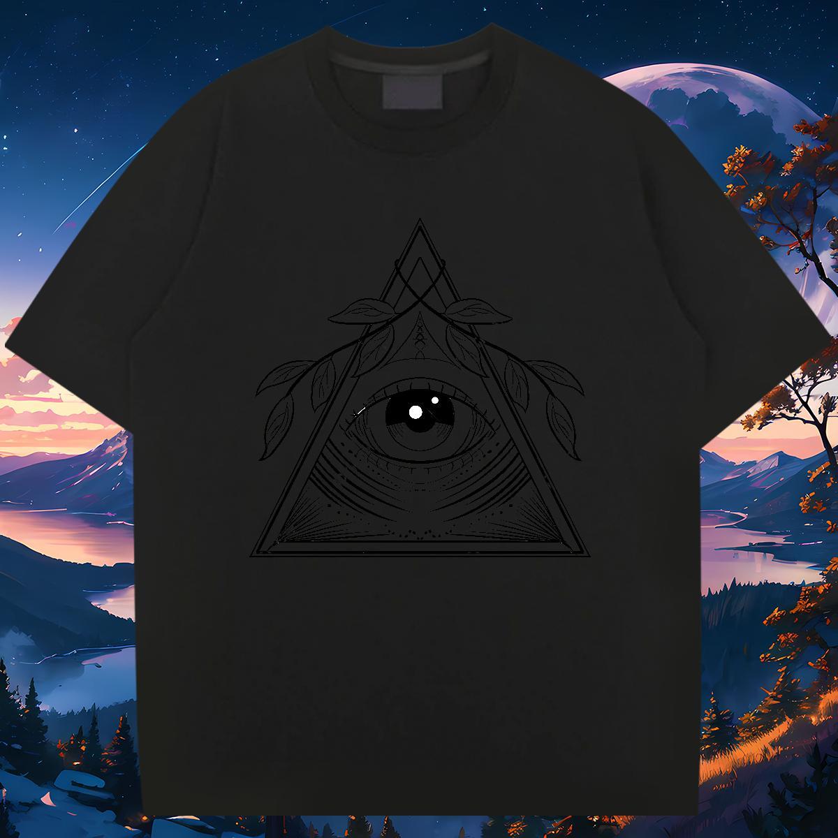 TOP Quality Mens T Shirts 230g 100% Cotton eye of the devil Casual Daily Wear Custom Printing Breathable Crew Neck Men Clothes T-Shirt Fashion Tees
