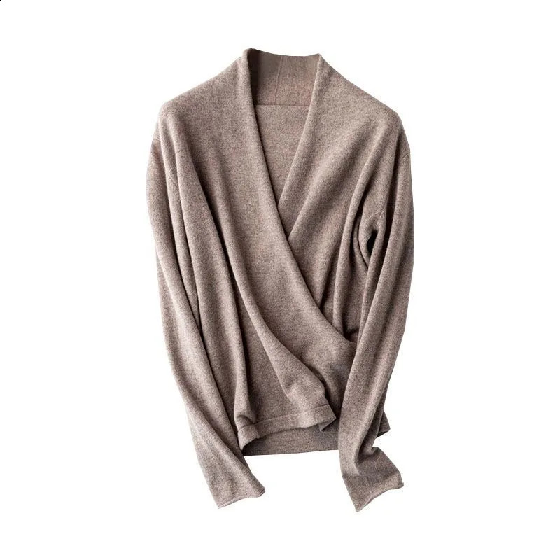 100% Merino wool kimono zipper suitable for womens Vneck loose and fashionable sweaters spring summer cashmere knitted tops 240826