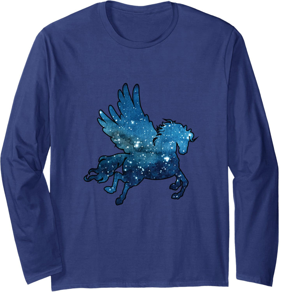 Long Sleeve Shirts for Men sweatshirt Pegasus Unicorn Alicorn Watercolor Space Funny Gift Long Sleeve T shirt Tee Streetwear Casual tops