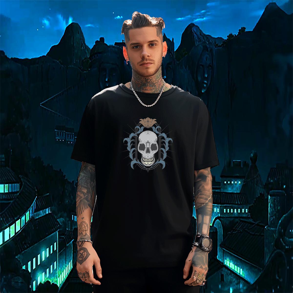 Cool Design T-Shirts for Men 230g 100% Cotton skull Casual Beach Custom Cartoon Pure Cotton Couples T Shirts New Arrival Polos