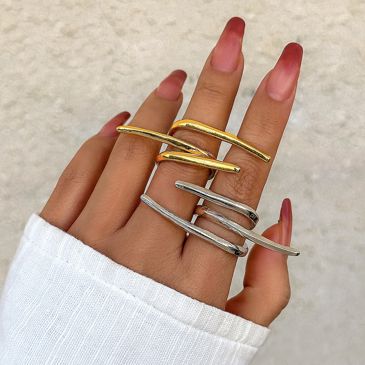 Jewelry Metal Texture Smooth Butterfly Female Simple and Exaggerated French Bow Ring