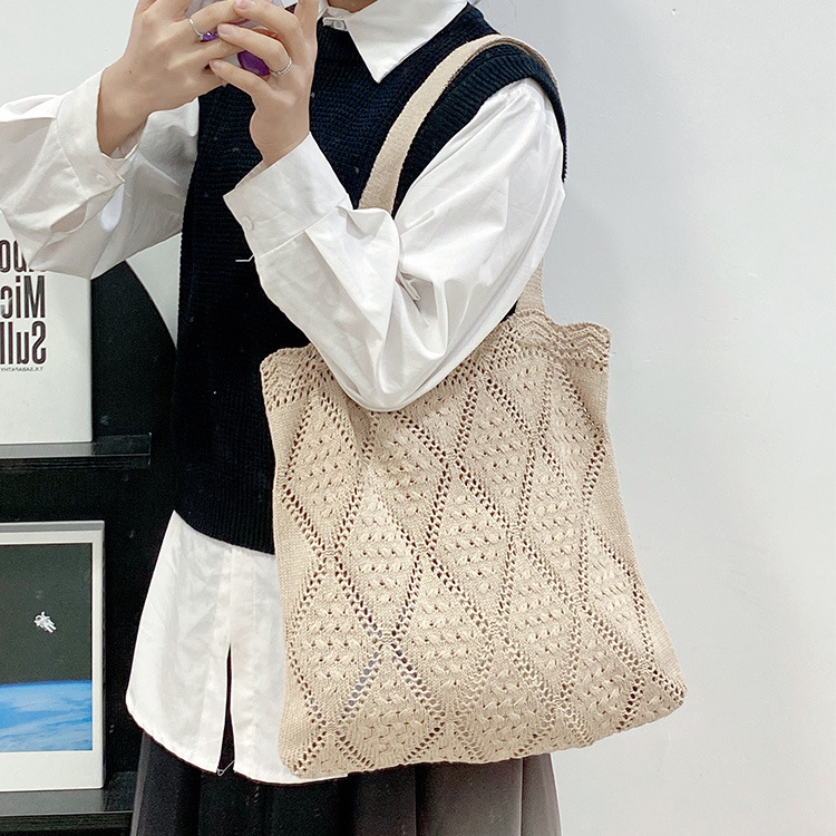 Women Bag New Design Casual Style Hollow Knitted Handbag Simple Style Versatile Cloth Bag Free shipping