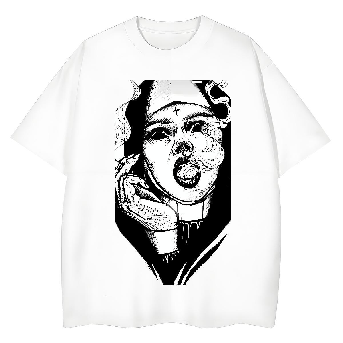 Loose Lady T shirt 230g 100% Cotton nun Street Wear T Shirts Women Crew Neck Breathable Custom Print Oversized Tees Shirts