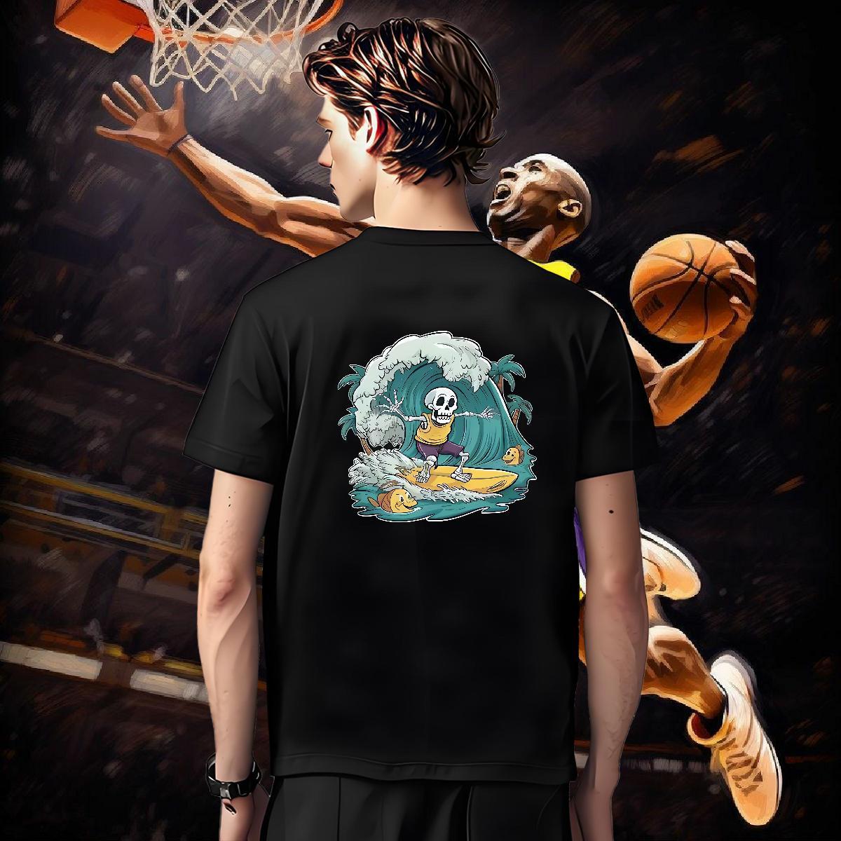 Classic T Shirt For Man 230g 100% Cotton skull Spring Summer Anime Round Neck Short Sleeve Men Clothes T-Shirt Casual New Tee Shirt