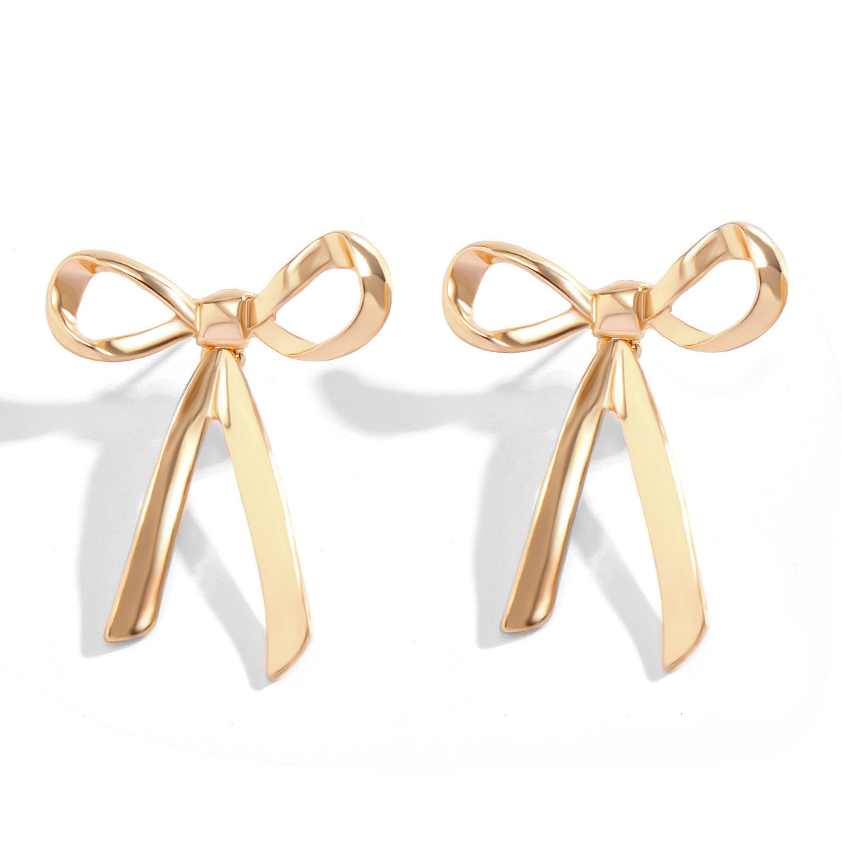 Hot selling BowEarring bow earrings, niche metal ribbon knots, French minimalist earrings