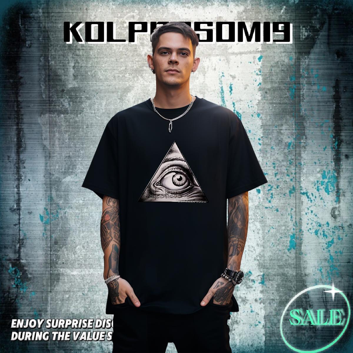 Soft T Shirts Men 100% Cotton 230g eye of the devil Summer Casual DIY Anime Breathable Short Sleeve Men Tshirts Wholesale Tops Tees