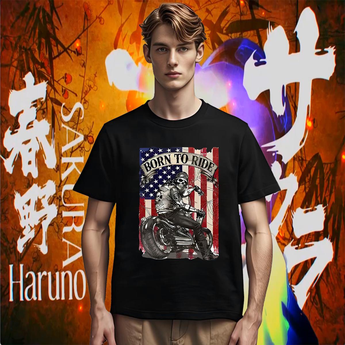 Popular T shirt 230g 100% Cotton skull Street Wear DIY Anime Crew Neck Breathable Men Tshirts 2024 DIY Tee Shirt