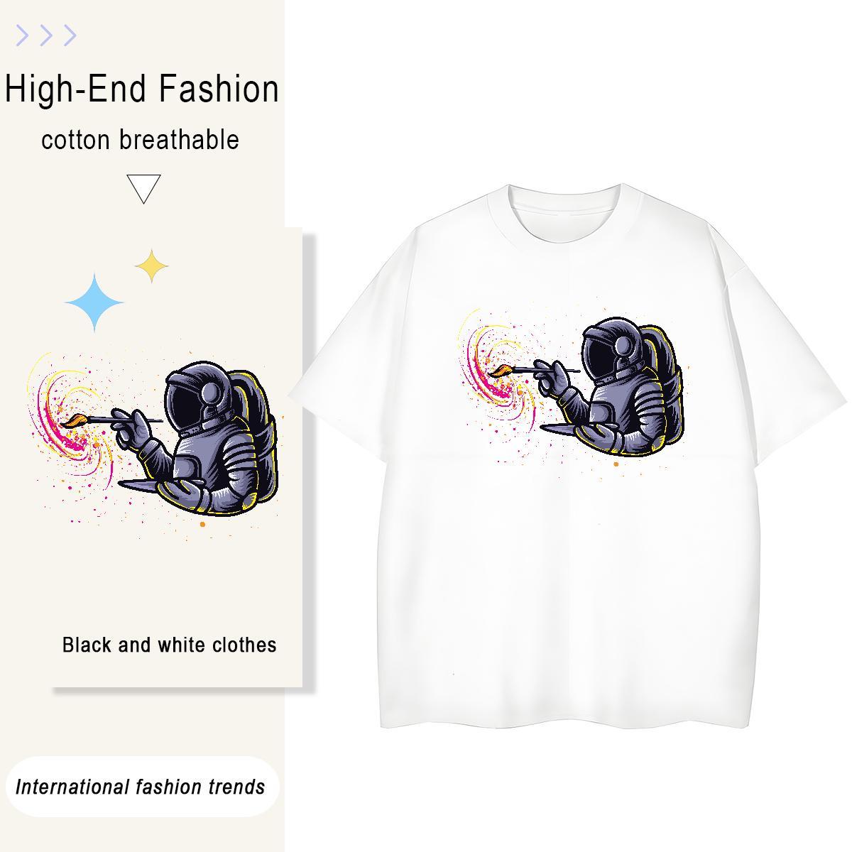 Loose fit Womens Tshirts 230g 100% Cotton universe Street Wear T shirt Comfortable Anime Oversized Tees