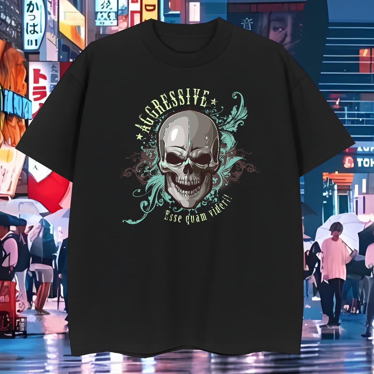 Brand Man T Shirts 230g 100% Cotton skull Hip Hop Street DIY Anime Breathable Short Sleeve Couples T Shirts Fashion New Wear
