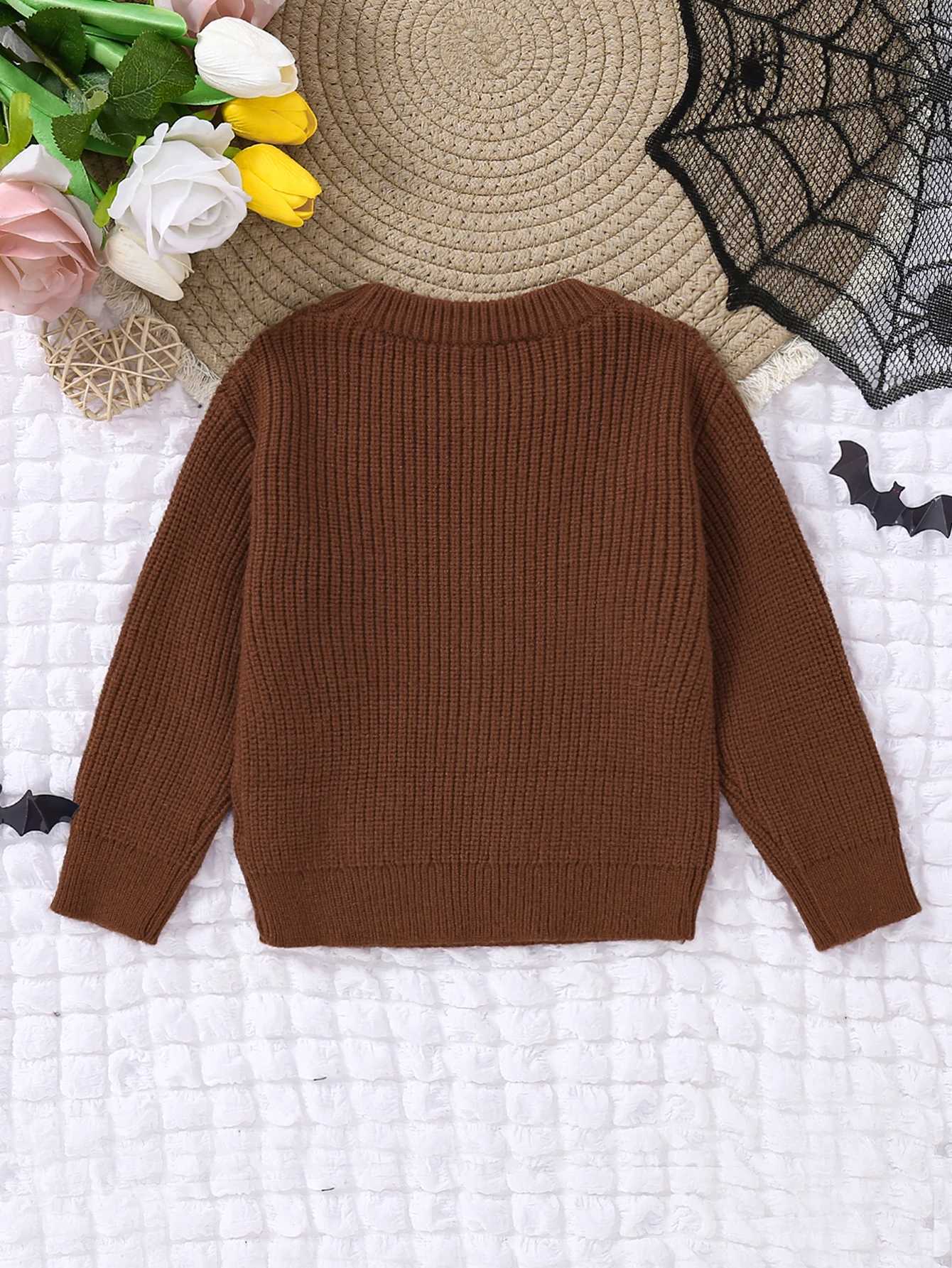 Autumn and winter baby clothing Halloween newborn letter Boo embroidery cartoon ghost pumpkin baby long sleeved sweaterW240824