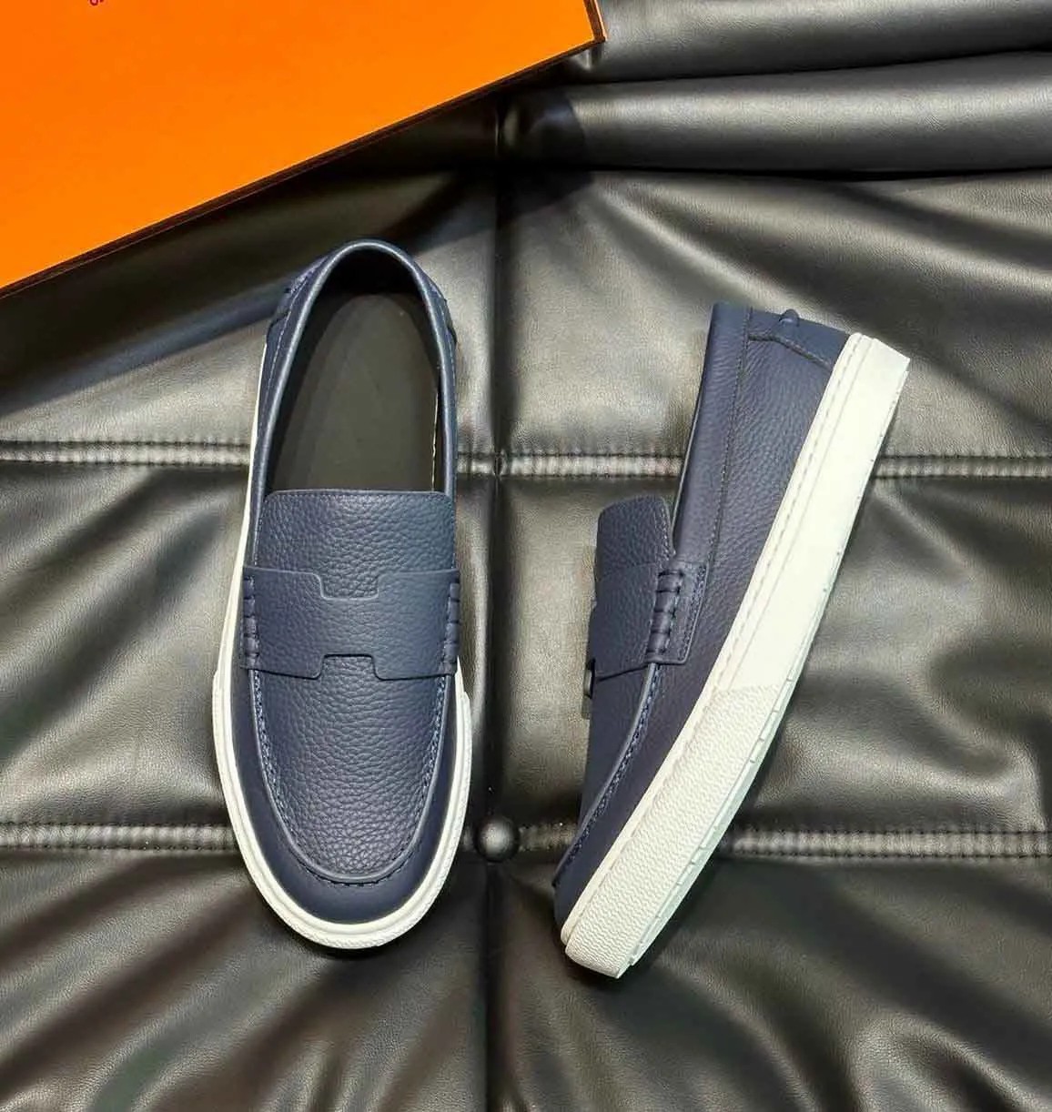 Elegant Brand Men Job Sneakers Shoes Rubber Sole Leather Low-top Casual Loafer Shoes Comfort Skateboard Walking