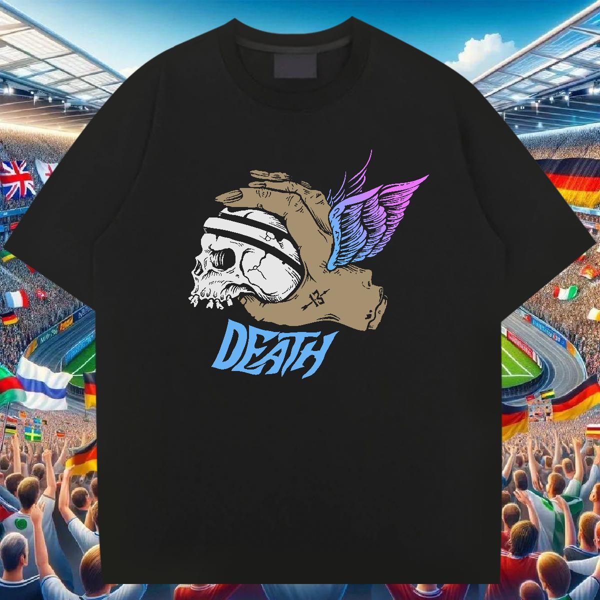 Brand Mens T Shirts 230g Cotton skull Casual Daily Wear Cartoon Printing L-4XL Breathable Soft Mens Tshirts Fashion Design Tees Shirts